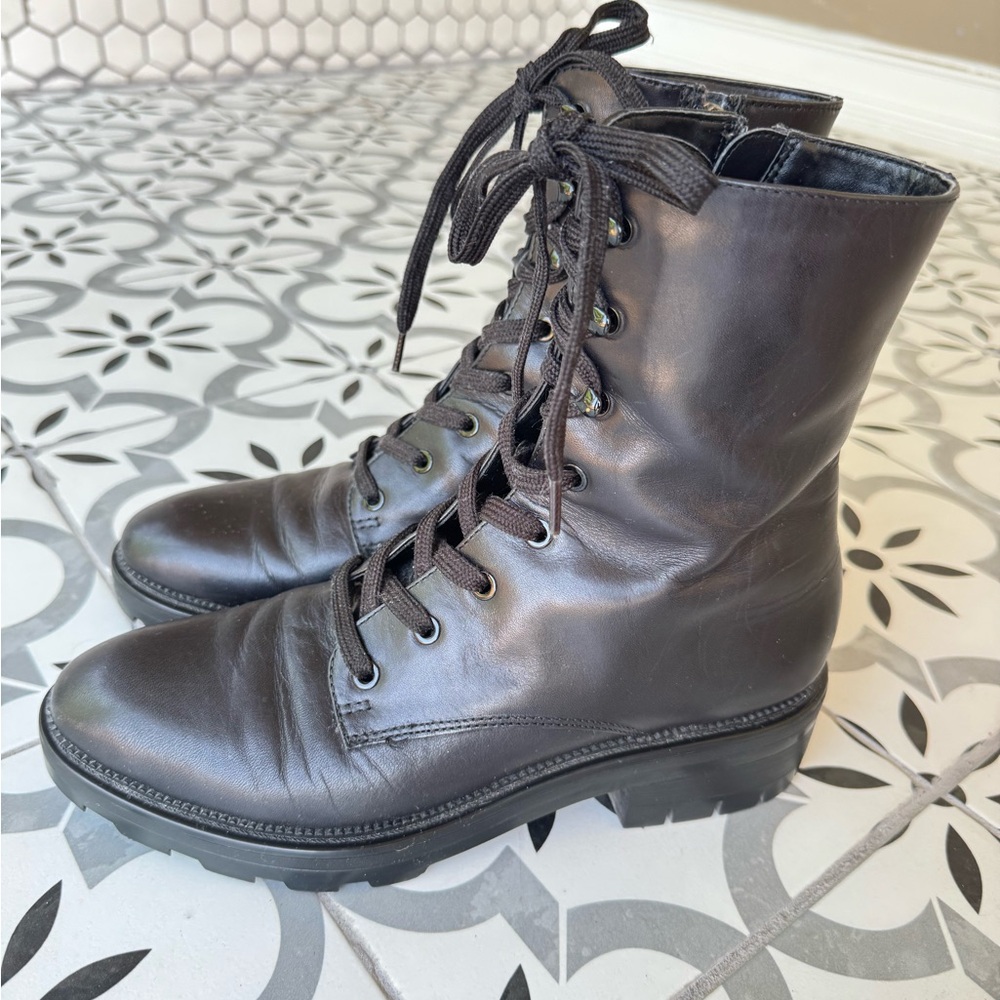 Dolce Vita Black Leather Combat Boots